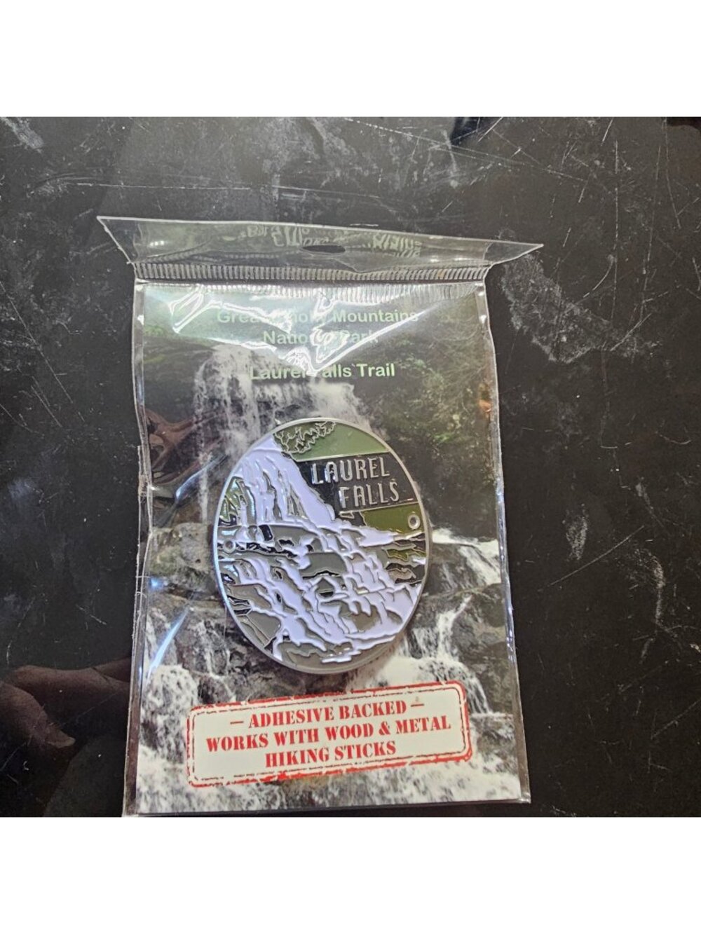 Great Smoky Mountains National Park Laurel Falls Adhesive Hiking Stick Medallion